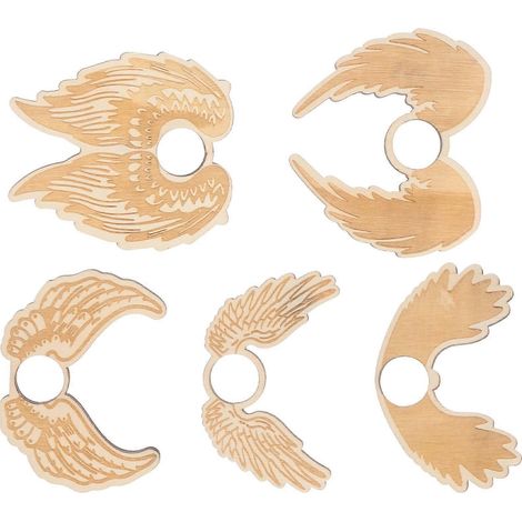 Support en bois pour boules de cristal en forme d'aile, ensemble de 5 pièces