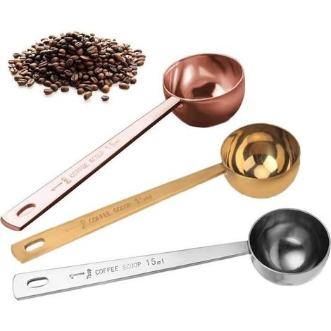 3Pcs Cuillère Doseuse Café, Cuillère Doseuse à Café en Acier Inoxydable, Long Manche Cuillère Doseuse à Café, Cuillère à Mélanger (1/4)