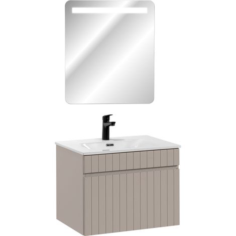 Meuble vasque à encastrer + miroir LED - 60 cm - Emblematic Cashmere - Livraison gratuite