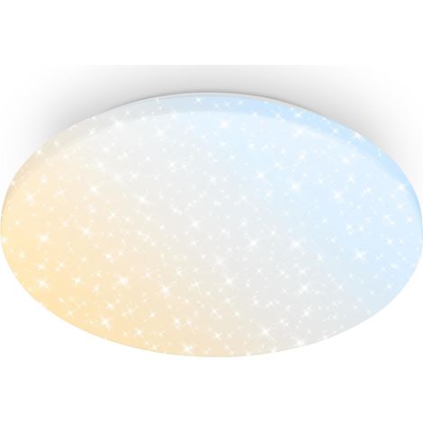 Plafonnier LED avec télécommande, intensité réglable CCT, effet ciel étoilé, 24 W 2600 lm très lumineux, lustre salon, chambre, luminaire cuisine, plafonnier LED salon, 34 x 6 cm, Blanc (1/5)