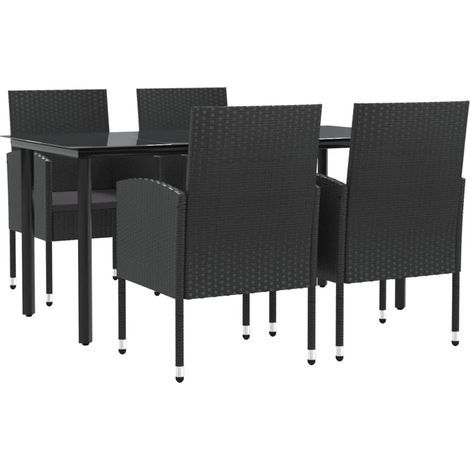 Maison Exclusive - 5-tlg. Garten-Essgruppe Schwarz Poly Rattan un