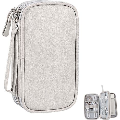Bolsa de almacenamiento para dispositivos electrónicos, bolsa de cables de doble capa, caja de almacenamiento para accesorios electrónicos.../ (1/5)