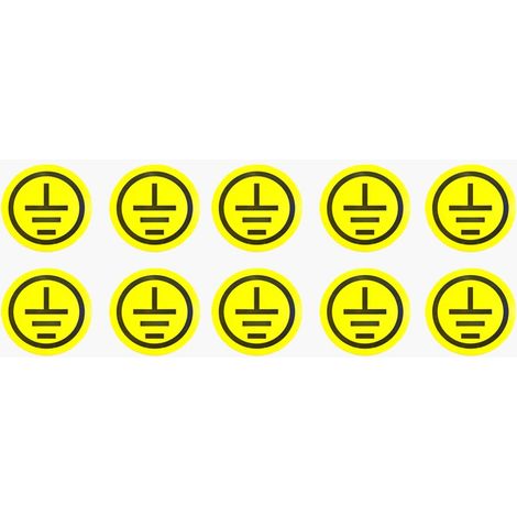 Lot de 10 panneaux de sécurité ISO 3,5 cm - Autocollant pour terminal de terre (terre) - Panneau d'avertissement de sécurité électrique étanche - Connecter un terminal de terre au sol (1/5)