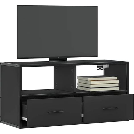 TV-Schrank Schwarz 80x31x39,5 cm Holzwerkstoff und Metall