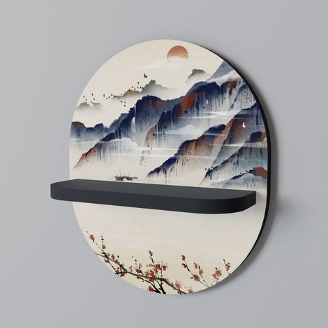 PAISAJE JAPONÉS Estante Ovalado Negro (1/5)