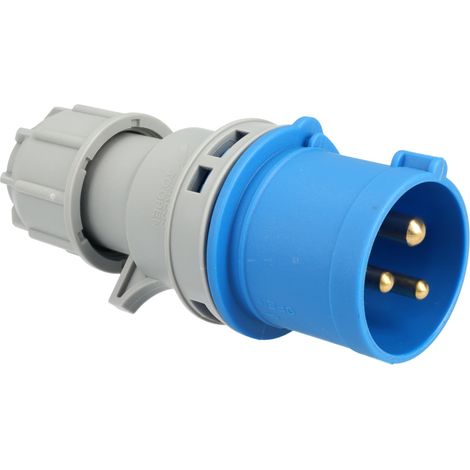 Jandei - Conector de potencia industrial 16A 2P+E 6H Macho Aéreo Recto 200-250Vac IP44