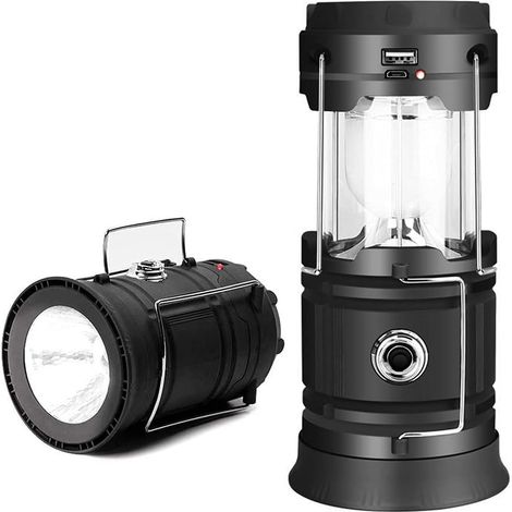 2-Zonen-Zaklampen für Campinglaternen – Verfügbare USB-aufladbare Zeltlampen, LED-Nachtbeleuchtung mit 2 Energiebronnen, Unterstützende Telefoonopladning