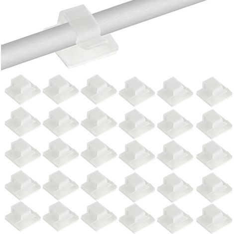 Lot de 100 supports de câbles adhésifs, clips organiseurs de fils, crochets extérieurs transparents, gestion câbles (1/4)