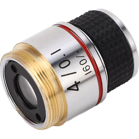 Objectif de microscope biologique 4X 185 achromatique, filetage RMS standard universel, lentille optique de précision. (1/5)