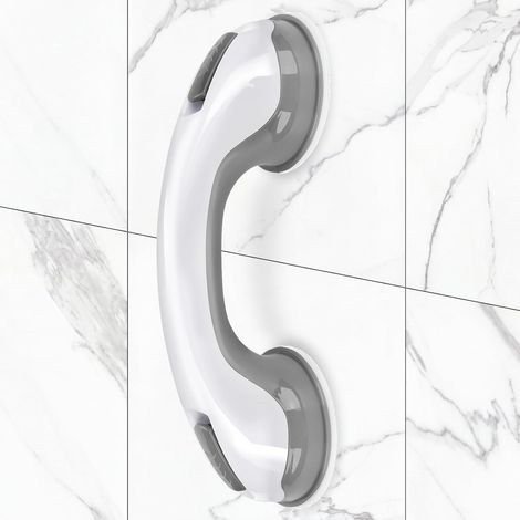 Barre d'appui de douche (1 pièce) – Convient aux baignoires et aux douches, barre d'appui de sécurité de salle de bain de 12 pouces avec ventouses puissantes, (gris). (1/5)