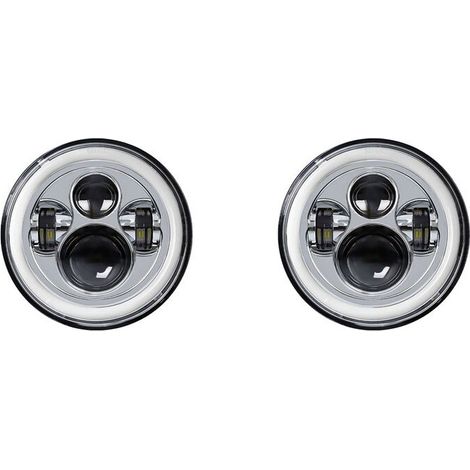 Dos faros LED de 7 pulgadas para la Road King Street Glide Ultra Classic Glide V-Star 1100, con proyectores de luz baja cálida y fría.