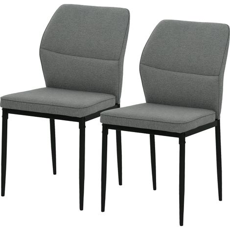 HOMCOM Set 2 Sedie da Pranzo Imbottite Schienale Ergonomico in Velluto Grigio (1/5)