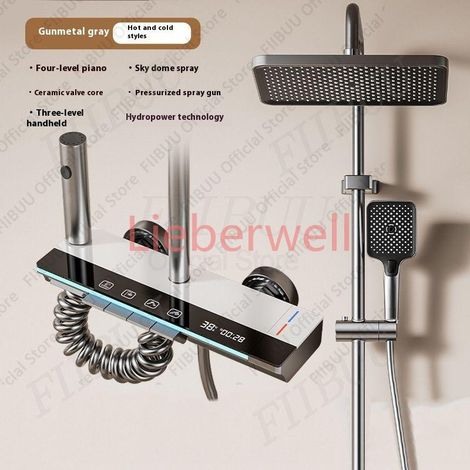 Système de douche numérique avec pistolet de pulvérisation, pommeau de douche moderne chaud/froid pour la maison, ensembles de douche à touches piano, accessoires de salle de bain (1/5)