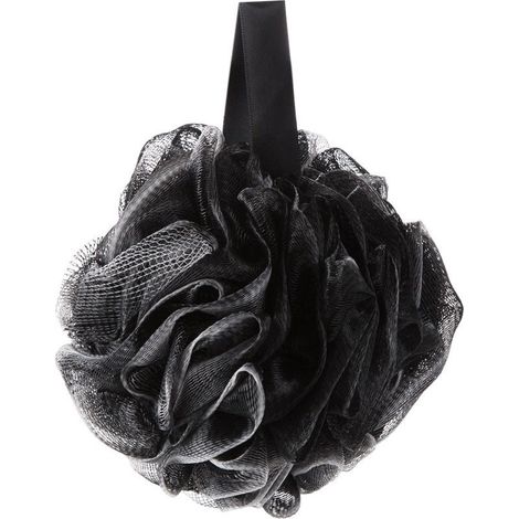 Éponge de bain noire, 1 pièce, ultra douce pour le bain et le gommage, avec filet en mousse. (1/5)