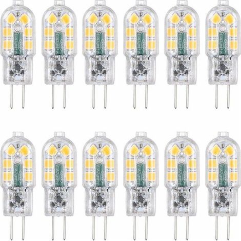 Ampoule LED G4 12 V 3 W équivalente à une ampoule incassable de 30 W, angle de faisceau de 360°, 160 lm, sans gradation, sans scintillement, lot de 12 (blanc chaud 3000 K) (1/3)