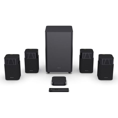 Hisense – Système home cinéma sans fil 4.1.2 CH – 4 enceintes satellites + caisson de basses – Tuned by Devialet – Son immersif