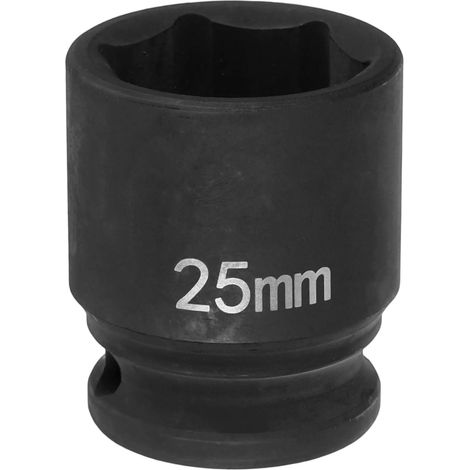 Douille à Choc 6 Points 25mm Douille Métrique 1/2" Entraînement Carré 42mm Long Douilles Hexagonales pour Écrous d'Axe de Broche en Acier Cr-Mo Phosphaté, Noir (1/5)
