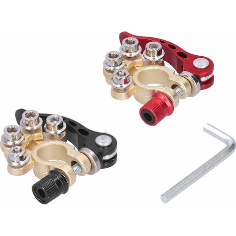 Pince de borne de batterie 12V/6V/24V - Paire de connecteurs à déclenchement rapide sans outil - Laiton et alliage d'aluminium (1/5)