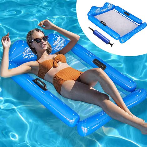 Hamac gonflable pour piscine, hamac flottant, lit flottant gonflable 4 en 1, hamac aquatique, chaise flottante pour piscine, chaise longue flottante portable pour piscine avec pompe, convient pour la (1/5)