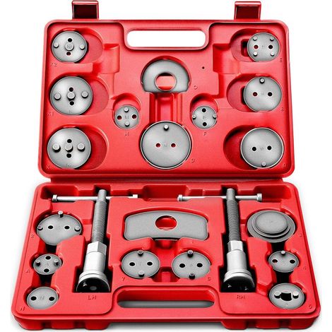 Coffret repousse piston étriers freins 22 pièces – outil remplacement disque – adapteurs mâchoire et plaquettes