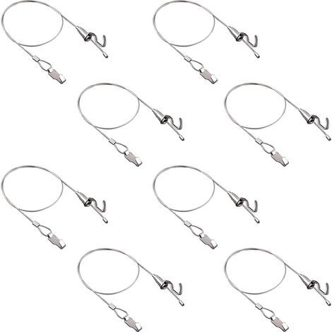 Rahmenaufhängungsset mit Haken, 8 Teile, verstellbar aus rostfreiem Stahl, robuster Metallkabel-Haken, professionelles Bild- und Kunstdisplay-Set (1M, kleiner Haken) (1/5)