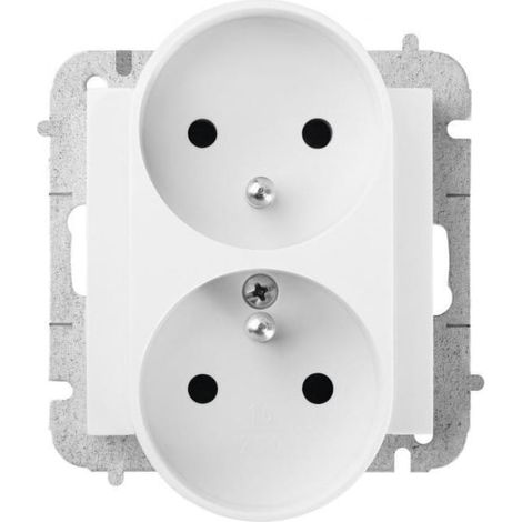 Santra Steckdose 2x2P+Z modular ohne Rahmen, flächenbündig, weiß 4143-10
