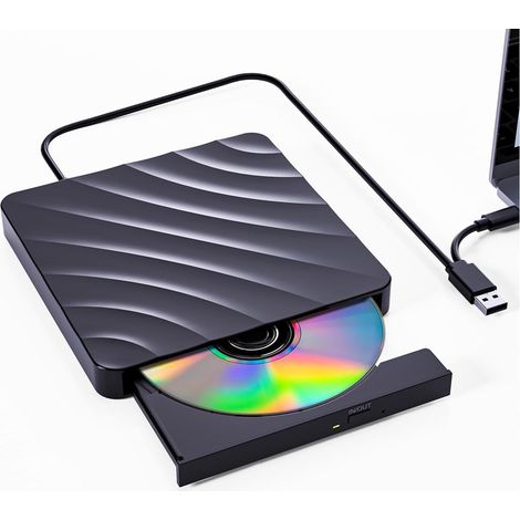 Lecteur CD DVD Externe pour PC, USB 3.0 Graveur DVD Externe Optiques Externes -/+ RW Drive, Lecture Rapide Lecteur dvd USB pour Windows, Mac OS, Linux, Ordinateur Portable, iMac, MacBook, Desktop (1/5)