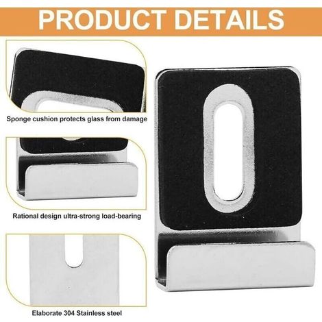 Kit de 12 Pinces Miroir Métal. Clips de Miroir en Métal avec Vis Tampons en Caoutchouc Support de Miroir pour Montage Sans Cadre Affichage Mural Carrelage Panneau d'Affichage (1/5)