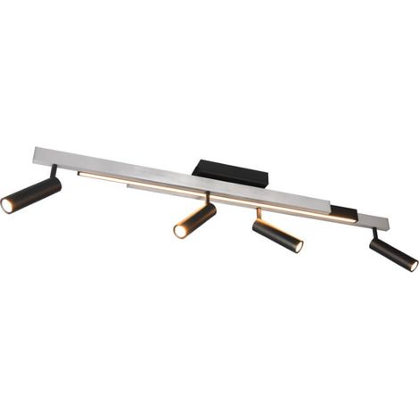 Spot LED 4 lumières Zeno métal avec du noir - 648310505