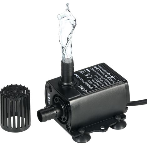 Pompe à eau sans balais mini DC12V 10W ultra silencieuse avec 5,5 x 2,1 mm femelle étanche submersible fontaine aquarium circulation 400 L/H levage 400 cm (1/7)