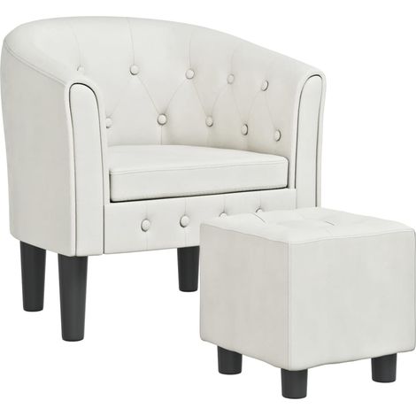 Chaise cabriolet avec repose-pied blanc similicuir (1/5)