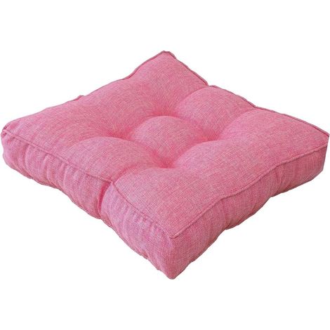 VHV - Stuhlkissen - Sitzkissen - Gartenstuhlkissen - Bodenkissen - Baumwolle - Dick gepolstert - Für drinnen und draußen - Für Esszimmerstühle - 45 x 45 x 10 cm - Rosa (1/5)