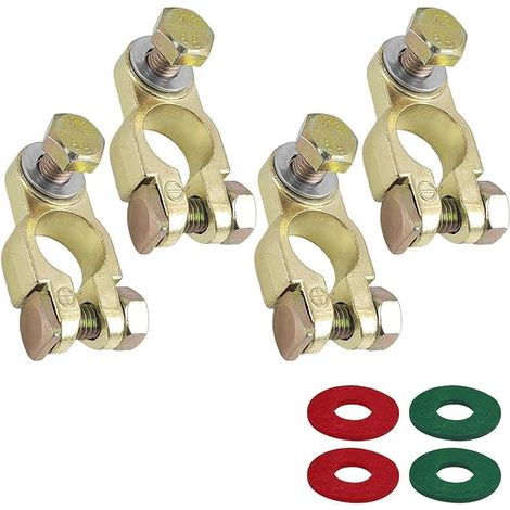 Cosses Batterie 12V 24V Rondelles Bornes Batterie Voiture Positives Négatives Connecteur Batterie Zamak cuivré Auto Camion Bateau Camping-Car (1/5)