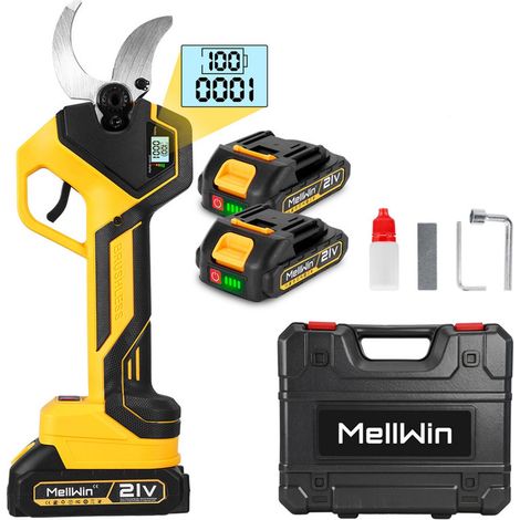Sécateur électrique sans Fil 40mm,2 vitesse secateur a batterie,2x2.0Ah Batteries pour la Taille, Le Jardinage, Les Arbres fruitiers et Le vignoble