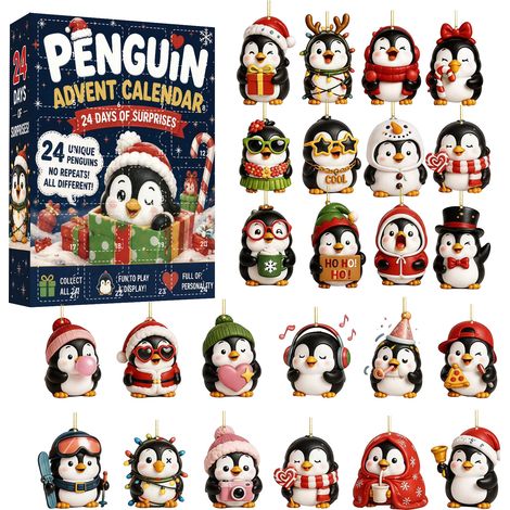 Weihnachtskalender mit Überraschungsboxen – Niedlicher Pinguin-Weihnachtsbaumschmuck – Adventskalender mit Überraschungsbox als Weihnachtsgeschenk (1/5)