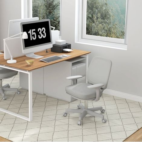 CHICFURN Sedia da ufficio ergonomica grigia 55 x 48 x 94,5 cm, schienale in rete, 120 kg (1/5)