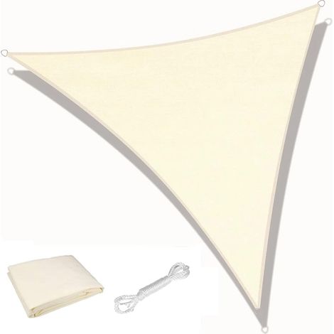 Triangle Voile D'ombrage, 3m x 3m x 3m Étanche 98% De Blocage UV Toile Pare-Soleil 180g/m² Auvent Solaire pour La Fête De Jardin en Plein Air sur Le Patio (Crème) (1/5)