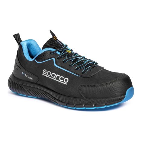 Chaussures Sparco Takuma S3S Taille 48 re'sistantes a' l'eau basses chaussures de se'curite' de style sportif avec embout en fibre de verre non magne'tique Nero/Celeste 48