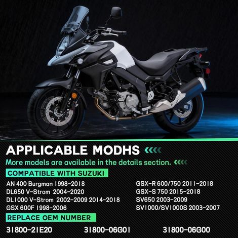 Anlasserrelais für Suzuki AN 400 Burgman (1998–2018), DL650 V-Strom (2004–2020), DL1000 V-Strom (2014–2018), SV650 und SV650S (1999–2008) sowie Yamaha Raptor 700 (2008–2012) und YFM 700 (2006–2012) (1/4)