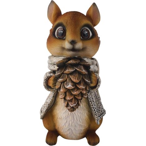 Dekofigur Eichhörnchen mit Tannenzapfen 18,5 x 14 cm braun/grau