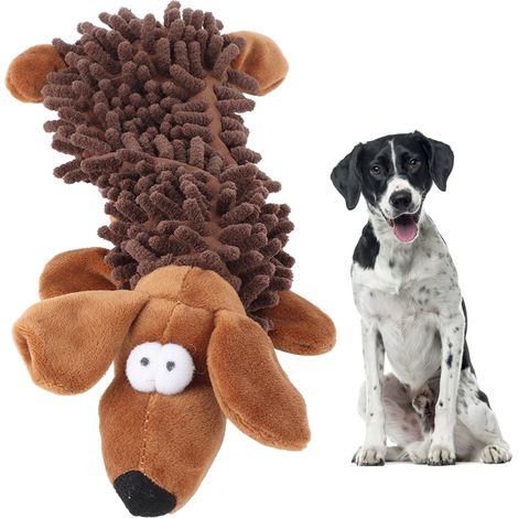 Jouet en peluche pour petit chien et chat, forme animale mignonne avec dispositif sonore pour dents molaires, chien mordant brun