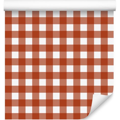 Bunte Retro-Karotapete, orange und weiß, 50 x 1000 cm (1/5)
