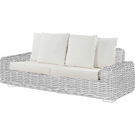 Conjunto de fundas de cojín de exterior para un sofá de jardín cojines de asiento y respaldo fundas de tejido de poliéster blanco Forli