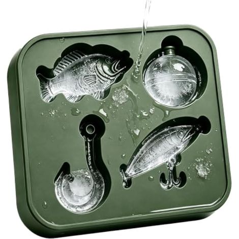 Moule à glace réutilisable à 4 grilles sur le thème de la pêche (1/5)