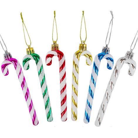 Kunststoff-Glitzer-Zuckerstange für Weihnachten, Christbaumschmuck (mehrfarbig) (1/4)