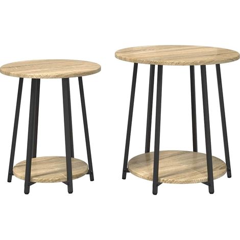 Maison Exclusive - Set tavolini con lo scaffale 2 pcs Rovere Sonoma e Nero
