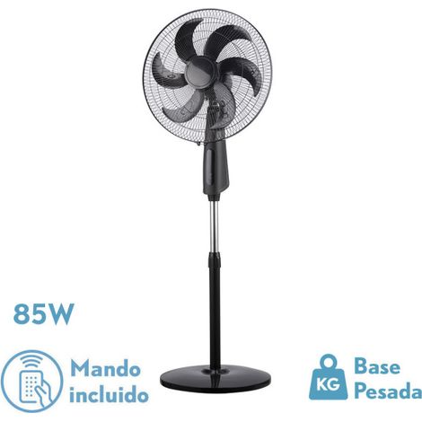 Ventilador De Pie Tolon Negro 3 Vel.85w 6aspas Remoto Temporizador 3modos De Aire Regx50x43 Cm (1/2)