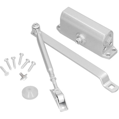 Ferme-porte coupe-feu réglable avec ressort à 180° et amortisseur hydraulique, ferme-porte automatique. (1/5)