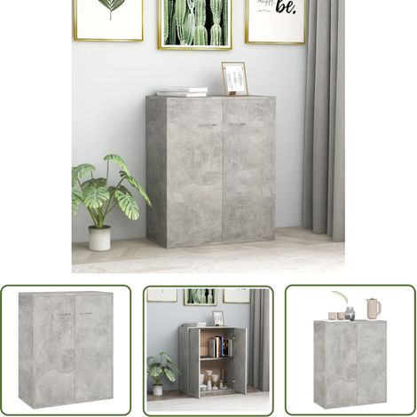 The Living Store Sideboard Betongrau 60x30x75 cm Holzwerkstoff - Sideboard - Wohnzimmertisch - Regal - Möbelstück - Holzmöbel (1/5)