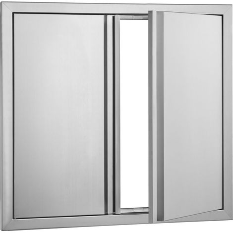 Porte d'accès barbecue, porte double de cuisine extérieure 660 x 610 mm, porte encastrée en acier inoxydable, porte murale verticale avec poignées encastrées, pour îlot barbecue, station de grillades (1/5)